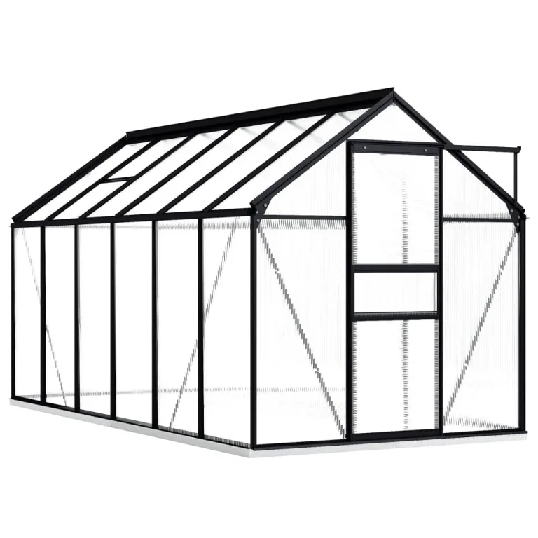 HOMIUSE Gewächshaus Mit Fundamentrahmen Anthrazit Aluminium 4,75 m³ 190x250x202 cm Glas Balkon Winterfest Heizung Groß Glashaus – Bild 9