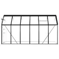 HOMIUSE Gewächshaus mit Fundamentrahmen Anthrazit Aluminimum 7,03 m³ 190x370x202 cm Gewächshaus Glas Balkon Gewächshaus Winterfest Gewächshaus Heizung Gewächshäuser Gewächshaus Groß Glashaus - Thumbnail 4