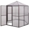 HOMIUSE Gewächshaus mit Fundamentrahmen Anthrazit Aluminimum 7,03 m³ 190x370x202 cm Gewächshaus Glas Balkon Gewächshaus Winterfest Gewächshaus Heizung Gewächshäuser Gewächshaus Groß Glashaus - Thumbnail 10