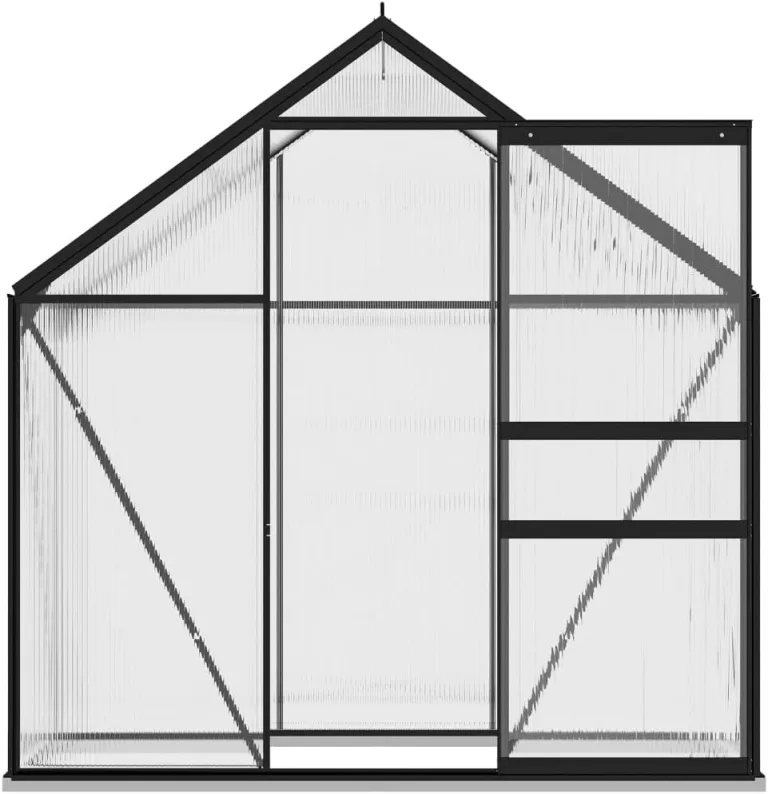 Gewächshaus Anthrazit Aluminium 2,47 m² 190x130x202 cm Gewächshaus Glas Anlehngewächshaus Gewächshaus Winterfest Gewächshaus Heizung Tomatenhaus GartenGewächshäuser Glashaus Smart Garden – Bild 5