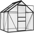 Gewächshaus Anthrazit Aluminium 2,47 m² 190x130x202 cm Gewächshaus Glas Anlehngewächshaus Gewächshaus Winterfest Gewächshaus Heizung Tomatenhaus GartenGewächshäuser Glashaus Smart Garden - Thumbnail 3