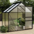 Gewächshaus Anthrazit Aluminium 2,47 m² 190x130x202 cm Gewächshaus Glas Anlehngewächshaus Gewächshaus Winterfest Gewächshaus Heizung Tomatenhaus GartenGewächshäuser Glashaus Smart Garden - Thumbnail 1