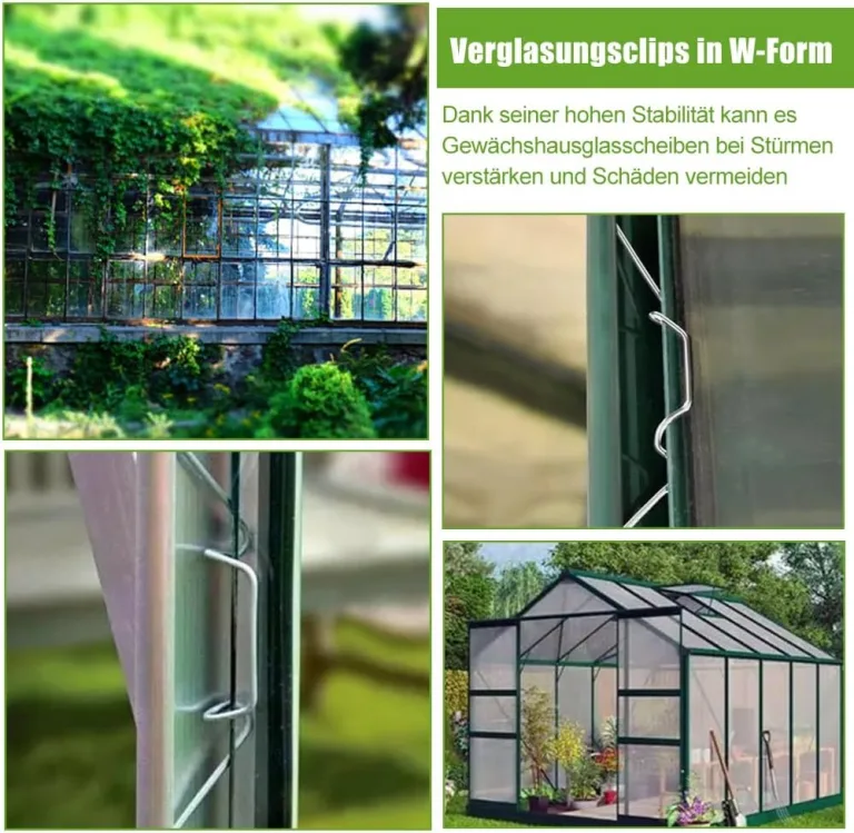 130 Stück Gewächshaus Klammern Gewächshausklammern Edelstahl Gewächshausclips Klammern W Rostfreier Stahl Ersatzteile für Gewächshaus für Gewächshausplatten Hohlkammerplatte Glashaus – Bild 7