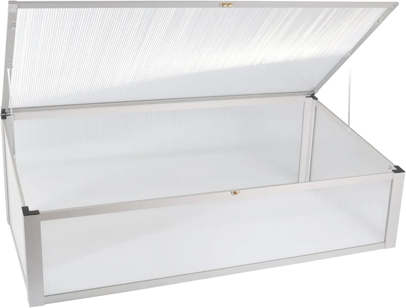 NATIV Frühbeet aus Aluminium | Frühbeetkasten 56,5 x 110 cm | Frühbeet Aufsatz für Hochbeet | Mini Gewächshaus | Hochbeet Abdeckung mit 2-Fach arretierbarem Dach - Bild 1