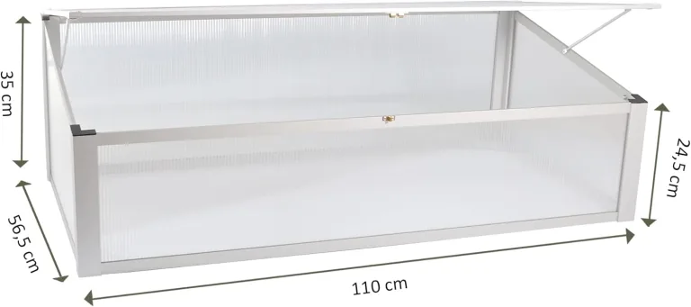 NATIV Frühbeet aus Aluminium | Frühbeetkasten 56,5 x 110 cm | Frühbeet Aufsatz für Hochbeet | Mini Gewächshaus | Hochbeet Abdeckung mit 2-Fach arretierbarem Dach – Bild 2