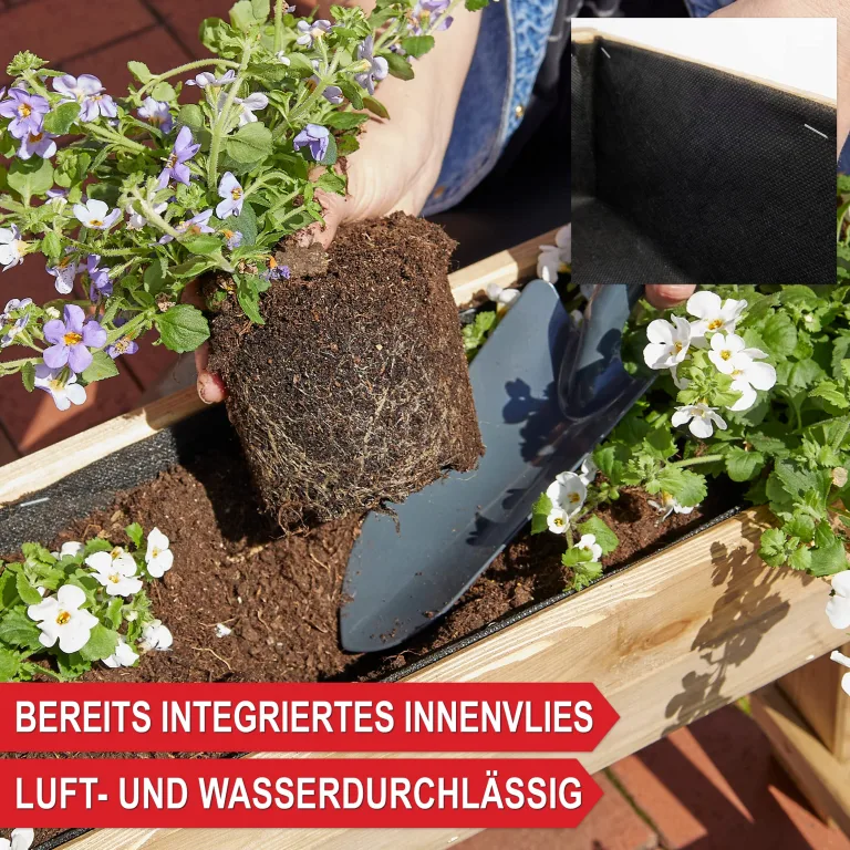 Onbest Hochbeet – aus Holz – perfekt für Garten/Terrasse/Balkon – mit 2 oder 3 Blumenkästen und Innenvlies – Kräuterregal 51/92 cm hoch, 62/44 cm lang – Vertikalbeet (Hochbeet 3 Kästen) – Bild 5