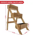 Onbest Hochbeet – aus Holz – perfekt für Garten/Terrasse/Balkon – mit 2 oder 3 Blumenkästen und Innenvlies – Kräuterregal 51/92 cm hoch, 62/44 cm lang – Vertikalbeet (Hochbeet 3 Kästen) - Thumbnail 2