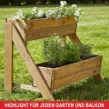 Hochbeet – aus hochwertigem Holz – perfekt für Garten/Terrasse/Balkon – mit 2 oder 3 Blumenkästen und Innenvlies – Kräuterregal 51/92 cm hoch, 62/44 cm lang – Vertikalbeet, Blumenkasten - Thumbnail 6
