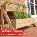 Hochbeet – aus hochwertigem Holz – perfekt für Garten/Terrasse/Balkon – mit 2 oder 3 Blumenkästen und Innenvlies – Kräuterregal 51/92 cm hoch, 62/44 cm lang – Vertikalbeet, Blumenkasten - Thumbnail 7