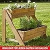 Hochbeet – aus hochwertigem Holz – perfekt für Garten/Terrasse/Balkon – mit 2 oder 3 Blumenkästen und Innenvlies – Kräuterregal 51/92 cm hoch, 62/44 cm lang – Vertikalbeet, Blumenkasten - Thumbnail 2