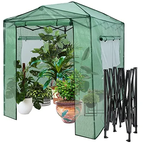 RELAX4LIFE Gewächshaus, Foliengewächshaus Winterfest mit 2 Aufrollbaren Fenstern & 2 Aufrolltüren, Überwinterungszelt für Pflanzen, Pflanzenhaus für Blumen Gemüse Obst, 250 × 180 × 210-230cm – Bild 10