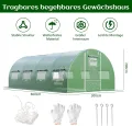 GOPLUS 6x3x2m Gewächshaus mit Metallrahmen, 18m² Gartengewächshäuser mit 8 Fenstern & 2 Türen, Foliengewächshaus für Bauernhof, Hinterhof & Garten (6x3x2m) - Thumbnail 6