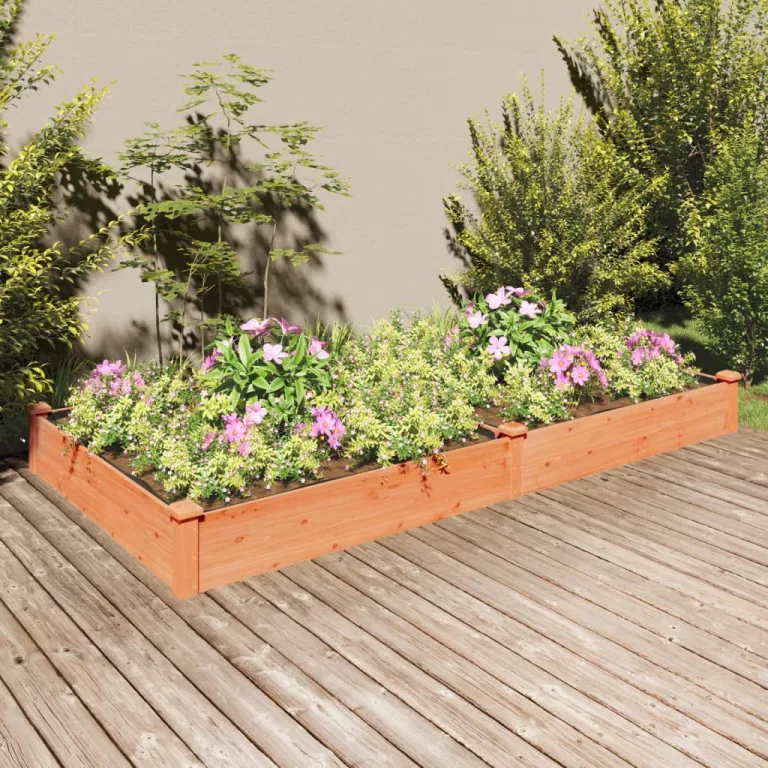 vidaXL Hochbeet, Pflanzbeet mit Einsatz, Pflanzkübel für Blumen Obst Gemüse, Kräuterbeet Gemüsebeet für Garten Balkon Terrasse, Braun Massivholz Tanne – Bild 2