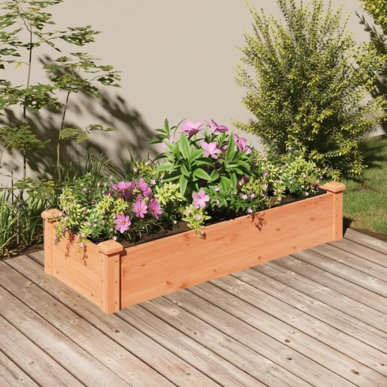 vidaXL Hochbeet, Pflanzbeet mit Einsatz, Pflanzkübel für Blumen Obst Gemüse, Kräuterbeet Gemüsebeet für Garten Balkon Terrasse, Braun Massivholz Tanne – Bild 2