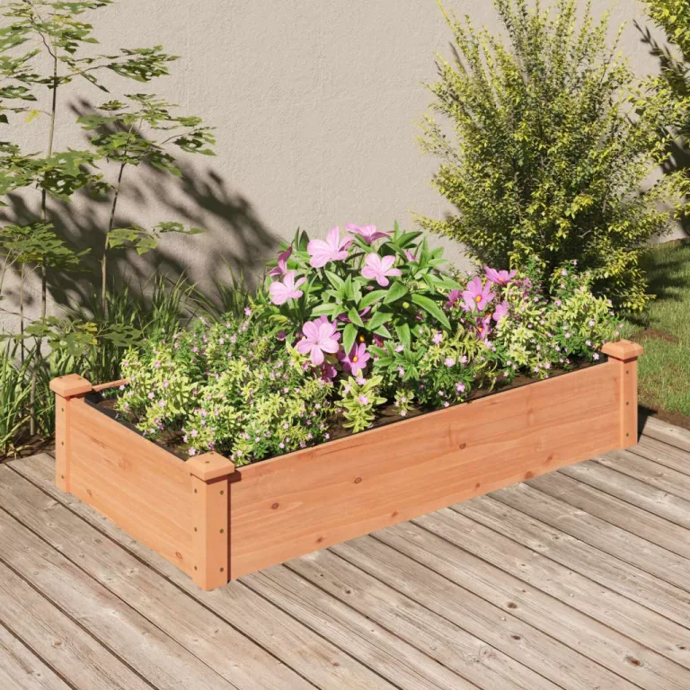 vidaXL Hochbeet, Pflanzbeet mit Einsatz, Pflanzkübel für Blumen Obst Gemüse, Kräuterbeet Gemüsebeet für Garten Balkon Terrasse, Braun Massivholz Tanne – Bild 2