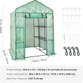 VEVOR Begehbares Gewächshaus, 1,4 x 1,4 x 2,0 m Gewächshaus mit Regalen, Aufbau in Minuten, hochfeste PE-Abdeckung mit Tür & Fenstern und Stahlrahmen, geeignet zum Bepflanzen und Aufbewahren, Grün - Thumbnail 7