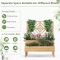GOPLUS 2 Etagen Hochbeet mit Rankgitter, Pflanzkasten mit Rankhilfe, Gartenspalier Blumenkasten mit Entwässerungsloch für Kletterpflanzen Blumen (Natur) - Thumbnail 3