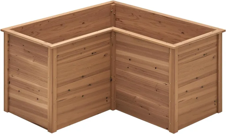 GOPLUS L-förmiges Hochbeet, erhöhter Gartenbeet Pflanzenkasten mit offenem Boden, DIY-Malerei, Kräuterbeet Pflanzenbeet für Balkon & Garten (Natur) – Bild 6