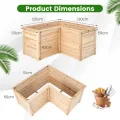 GOPLUS L-förmiges Hochbeet, erhöhter Gartenbeet Pflanzenkasten mit offenem Boden, DIY-Malerei, Kräuterbeet Pflanzenbeet für Balkon & Garten (Natur) - Thumbnail 5