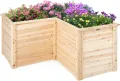 GOPLUS L-förmiges Hochbeet, erhöhter Gartenbeet Pflanzenkasten mit offenem Boden, DIY-Malerei, Kräuterbeet Pflanzenbeet für Balkon & Garten (Natur) - Thumbnail 1
