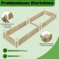 COSTWAY Hochbeet Gartenbeet Holz, 240 x 60 x 25 cm, Pflanzkasten für Gemüse, Blumen, Kräuter, Früchte, Blumenkasten Blumenbeet Kräuterbeet Pflanzbeet, für Hinterhof, Garten, Rasen (Natur) - Thumbnail 3
