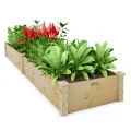 COSTWAY Hochbeet Gartenbeet Holz, 240 x 60 x 25 cm, Pflanzkasten für Gemüse, Blumen, Kräuter, Früchte, Blumenkasten Blumenbeet Kräuterbeet Pflanzbeet, für Hinterhof, Garten, Rasen (Natur) - Thumbnail 9