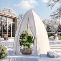 Amopatio Foliengewächshaus Überwinterungszelt 160x180cm, Gewächshaus für Pflanzen, Tomatengewächshaus mit verstärkter PE-Abdeckung/Mesh-Fenster/Rolltor/Geschliffene Nägel, Wetterfest Pflanzenhaus - Thumbnail 3
