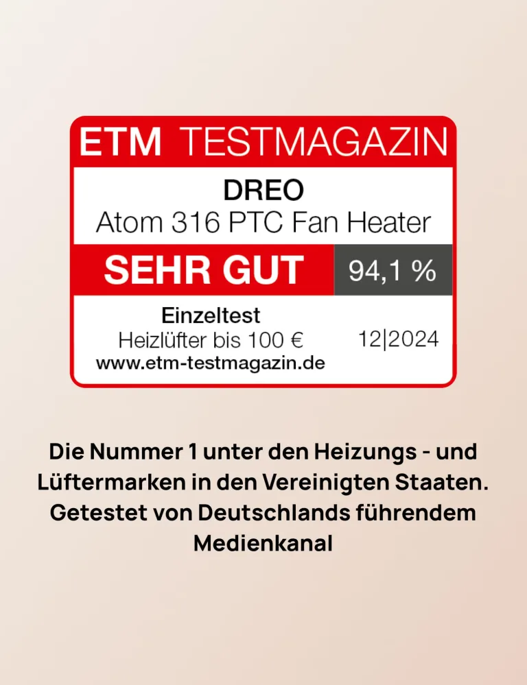 Dreo Energiesparender Heizlüfter, 34 dB Leiser 1500W Elektrischer PTC Keramik, Thermostat, Überhitzungs- & Kippschutz, 12 Std. Timer, Elektroheizung für Räume Schlafzimmer, Heater 316, Gold – Bild 2