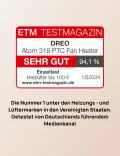Dreo Energiesparender Heizlüfter, 34 dB Leiser 1500W Elektrischer PTC Keramik, Thermostat, Überhitzungs- & Kippschutz, 12 Std. Timer, Elektroheizung für Räume Schlafzimmer, Heater 316, Gold - Thumbnail 2