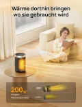 Dreo Energiesparender Heizlüfter, 34 dB Leiser 1500W Elektrischer PTC Keramik, Thermostat, Überhitzungs- & Kippschutz, 12 Std. Timer, Elektroheizung für Räume Schlafzimmer, Heater 316, Gold - Thumbnail 5