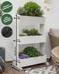 MaLa Hochbeet Balkon Weiß 3 Etagen Blumenkasten Gemüsebeet Kräuterbeet inkl. Gartenvlies schmales Vertikales Beet für Balkon Garten Terrasse Indoor aus Holz | Neigbare Funktion trifft Design - Thumbnail 6