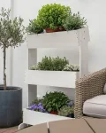 MaLa Hochbeet Balkon Weiß 3 Etagen Blumenkasten Gemüsebeet Kräuterbeet inkl. Gartenvlies schmales Vertikales Beet für Balkon Garten Terrasse Indoor aus Holz | Neigbare Funktion trifft Design - Thumbnail 7