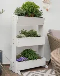 MaLa Hochbeet Balkon Weiß 3 Etagen Blumenkasten Gemüsebeet Kräuterbeet inkl. Gartenvlies schmales Vertikales Beet für Balkon Garten Terrasse Indoor aus Holz | Neigbare Funktion trifft Design - Thumbnail 8