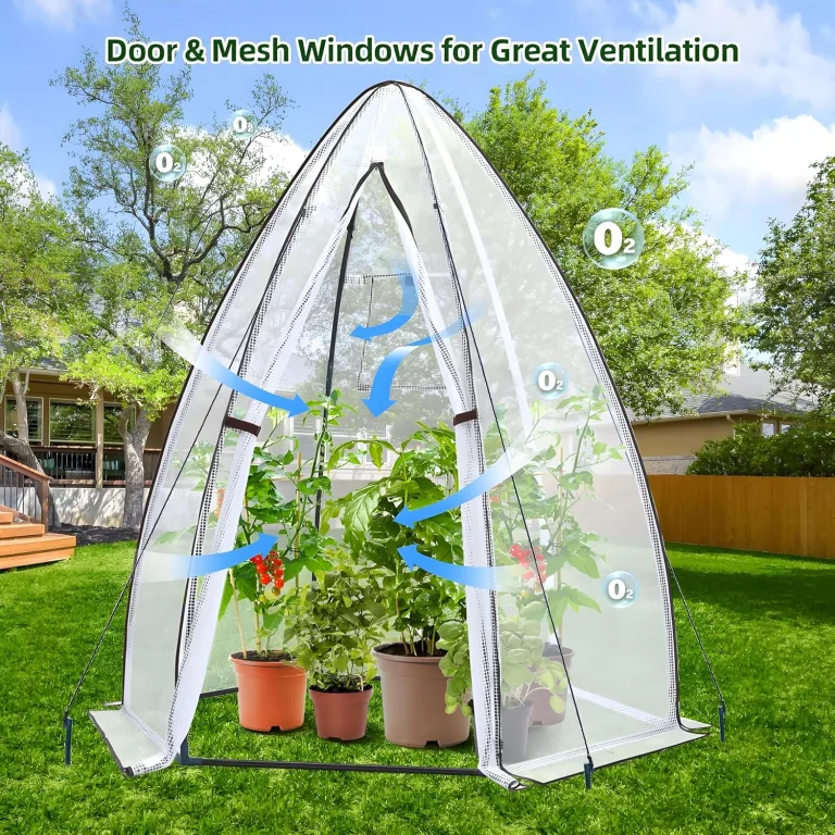 Ohuhu Gewächshaus Foliengewächshaus Überwinterungszelt für Winterschutz, PE Halbtransparente Tomatengewächshaus 160x180 cm für Pflanzen Wetterfest Mehrzwecktreibhaus Pflanzenhaus Weiß – Bild 3