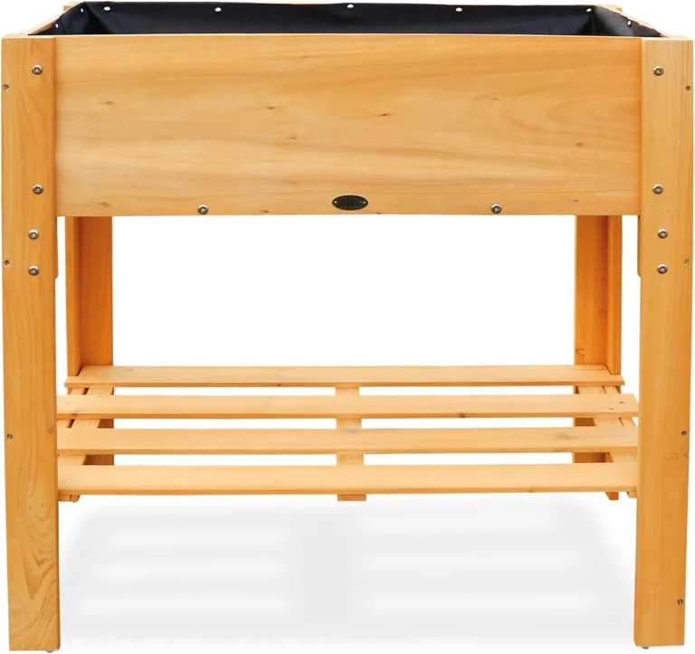 HABAU Hochbeet Hanna für den Außenbereich, Hellbraun, mit Vlies und Ablagefläche, 80 x 40 x 79 cm – Bild 1