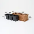 Pflanzkübel Holz – imprägniert wetterfest – mit herausnehmbarem Kunststoffeinsatz – Hochbeet Blumenkasten für Balkon Garten Terrasse (Horizontal-braun 98x36 H35 cm) - Thumbnail 3