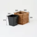 Pflanzkübel Holz – imprägniert wetterfest – mit herausnehmbarem Kunststoffeinsatz – Hochbeet Blumenkasten für Balkon Garten Terrasse (Horizontal-braun 36x36 H35 cm) - Thumbnail 3