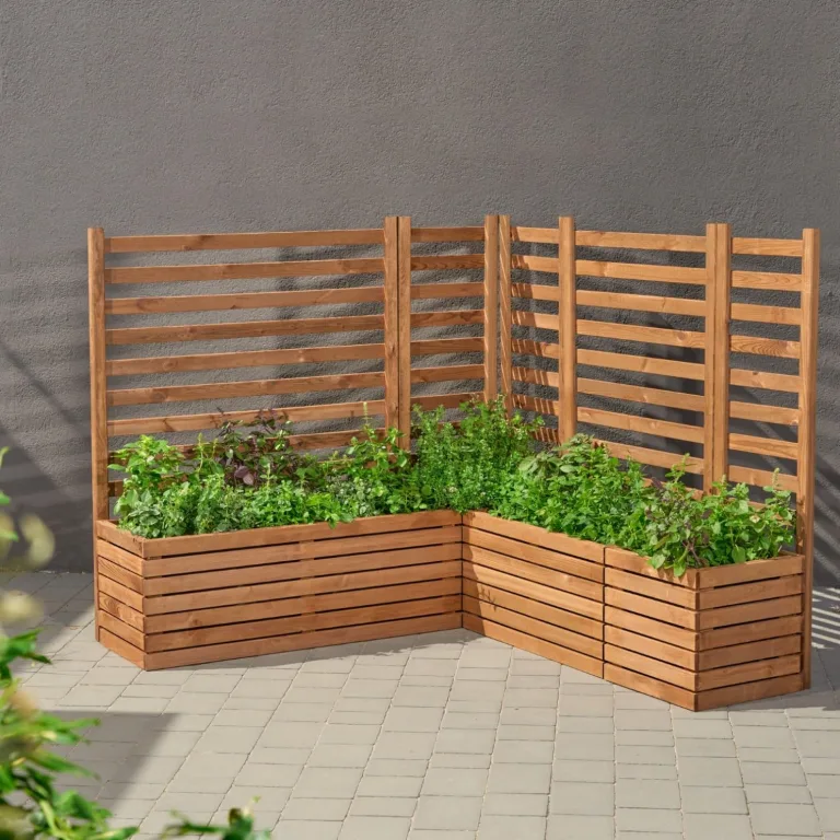 Pflanzkübel Holz – imprägniert wetterfest – mit herausnehmbarem Kunststoffeinsatz – Hochbeet Blumenkasten für Balkon Garten Terrasse (Horizontal-braun 67x36 H35 cm) – Bild 4