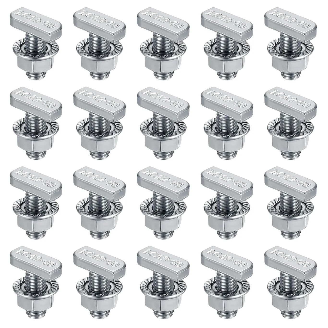 Hammerkopfschrauben m8x20, 20 Stk T-Nut-Schiebe-Schrauben mit 20 Stk Flanschmuttern Sechskantmuttern, T-Nut Bolzen, Gewächshaus Schrauben für PV Module Photovoltaik-Aluprofil Gewächshaus - Bild 1