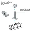Hammerkopfschrauben m8x20, 20 Stk T-Nut-Schiebe-Schrauben mit 20 Stk Flanschmuttern Sechskantmuttern, T-Nut Bolzen, Gewächshaus Schrauben für PV Module Photovoltaik-Aluprofil Gewächshaus - Thumbnail 4