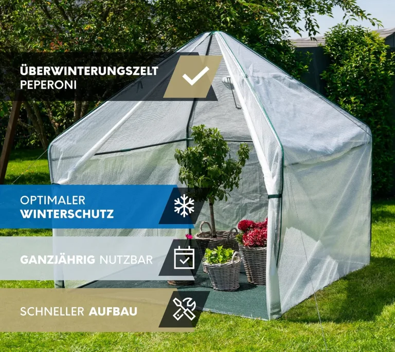 Westmann Überwinterungszelt Peperoni | 180x180x200 cm | Pflanzenschutz & Foliengewächshaus zum Überwintern von Pflanzen – Bild 2