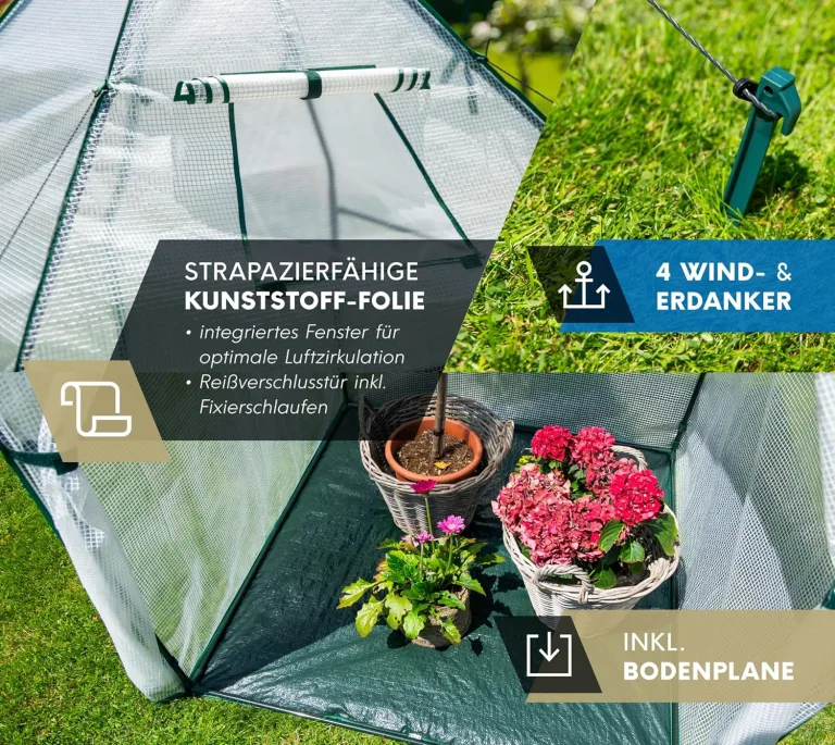 Westmann Überwinterungszelt Chili | 120x120x180 cm Weiß| Pflanzenschutz & Foliengewächshaus zum Überwintern von Pflanzen – Bild 5