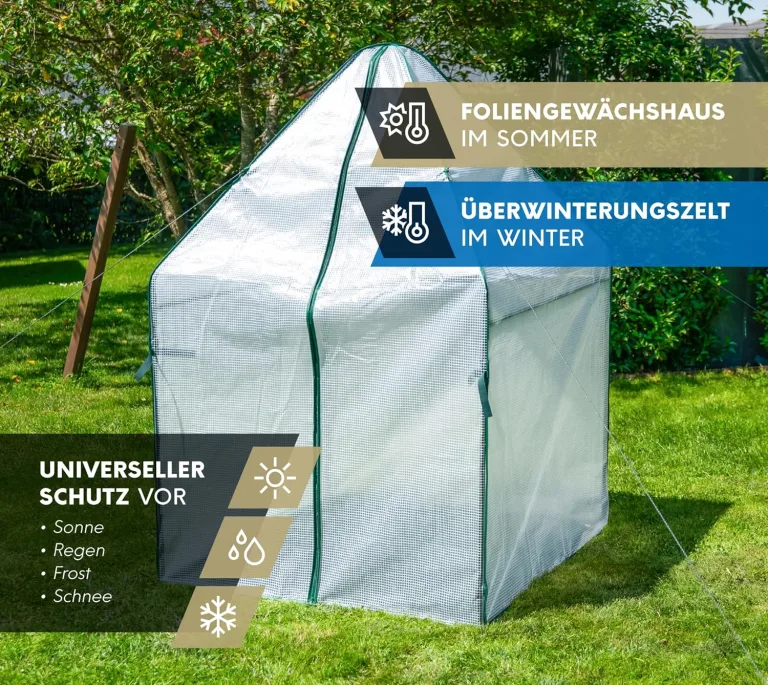 Westmann Überwinterungszelt Chili | 120x120x180 cm Weiß| Pflanzenschutz & Foliengewächshaus zum Überwintern von Pflanzen – Bild 3