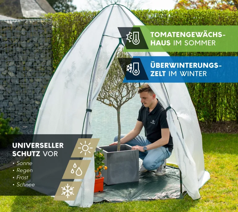 Westmann Überwinterungszelt Minze | 200x200x200 cm Weiß| Pflanzenschutz & Foliengewächshaus zum Überwintern von Pflanzen – Bild 3