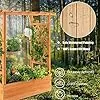 HOMASIS Blumenkasten mit 2 Rankgitter & Dachregal, Hochbeet mit Spalier, Holz Pflanzkasten für Kletterpflanz, Pflanzkübel Pflanzgefäß Rankhilfe für Garten Balkon Terrasse (110x44x113,5cm, Orange) – Bild 3