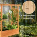 HOMASIS Blumenkasten mit 2 Rankgitter & Dachregal, Hochbeet mit Spalier, Holz Pflanzkasten für Kletterpflanz, Pflanzkübel Pflanzgefäß Rankhilfe für Garten Balkon Terrasse (110x44x113,5cm, Orange) - Thumbnail 7