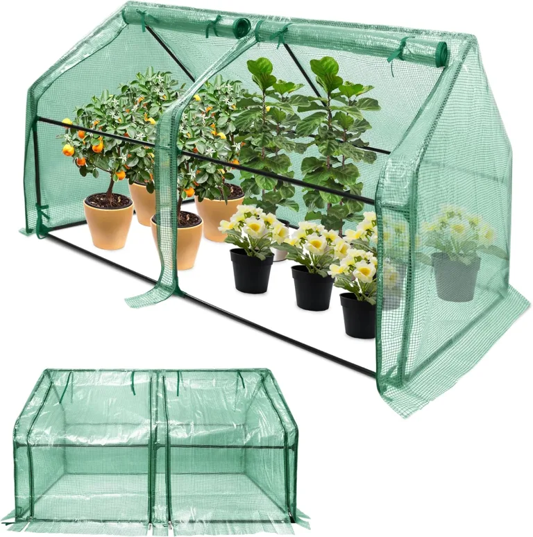 Froadp Gewächshaus Klein Tomatenhaus aus 140g/m² HDPE und Eisengerüst Mini Gewächshaus 180x90x90cm mit 2 Rolltoren für Gärten Balkone Terrassen Hinterhöfe (Grüne Isolierte Bezug) – Bild 1