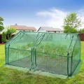 Mini Gewächshaus Tomatengewächshaus 180x90x90cm Foliengewächshaus Tomatenhaus Frühbeet Treibhaus mit Fenster & Tür HDPE Regenschutz UV-beständig Frostbeständig (Grün - Wärmeabdeckung) - Thumbnail 7