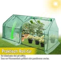 Mini Gewächshaus Tomatengewächshaus 180x90x90cm Foliengewächshaus Tomatenhaus Frühbeet Treibhaus mit Fenster & Tür HDPE Regenschutz UV-beständig Frostbeständig (Grün - Wärmeabdeckung) - Thumbnail 4