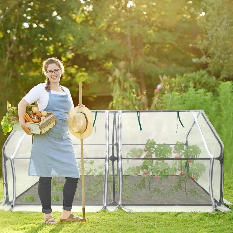 Mini Gewächshaus Tomatengewächshaus 180x90x90cm Foliengewächshaus Tomatenhaus Frühbeet Treibhaus mit Fenster & Tür Glasfaser Insektensicher Atmungsaktiv (Weiß - Insektenschutzabdeckung) – Bild 8